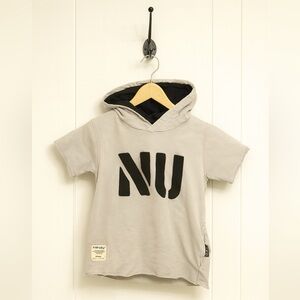 Nununu light gray hooded short-sleeved hooded sweatshirt